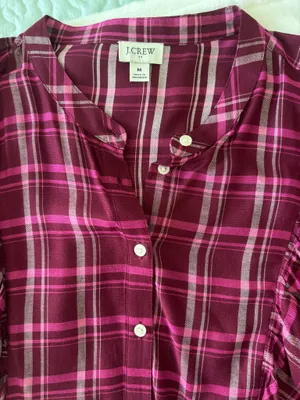 J Crew Plaid Ruffle button down Shirt  thumbnail 3