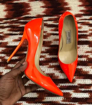 Jimmy Choo Abel Neon Orange Patent Leather Stiletto Heels Pumps Pointed Toe #office siren #corporate EUR 37 / US 7 thumbnail 1