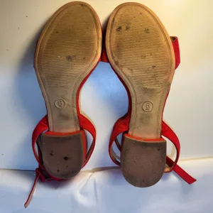 Womens A New Day Red Sandals Size 6 Low Block Ankle Strap Everyday Event Summer thumbnail 2