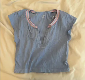 Urban Outfitters Light Blue V-Neck Crop Top thumbnail 2