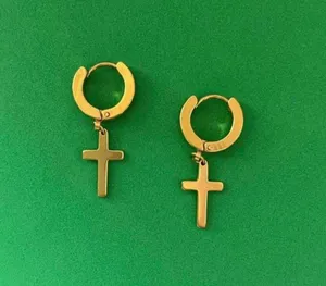 Cross Dangle Drop Earrings for Men Women,Punk Hip Hop Earrings thumbnail 2