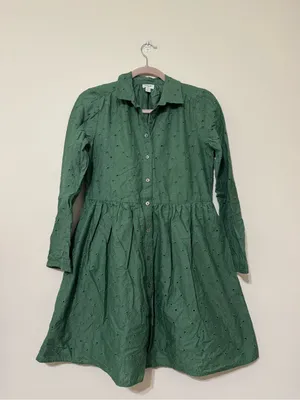 J.Crew green eyelet cotton mini shirtdress thumbnail 3