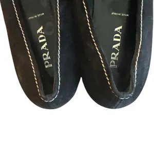 Prada Vintage Black Suede Horsebit Pointed Toe Loafers Black IT 38 US 8 Archive thumbnail 3
