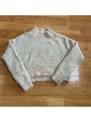 Free People Stardust Pullover Mock Neck cropped fussy soft warm Sz XS oversized thumbnail 4