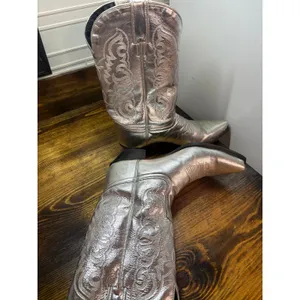 Tony Lama Silver Metallic Cowgirl Boots‎ SIze 6.5 thumbnail 8