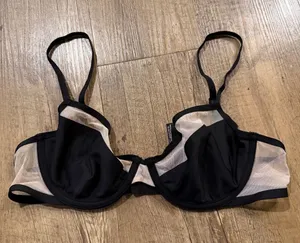 Victorias Secret Black Sheer Panel Unlined Demi Bra 34C thumbnail 1