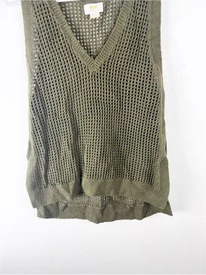 ANTHROPOLOGIE Maeve V-Neck Open-Stitch Knitted Tank Top Size Medium Boho Casual thumbnail 8