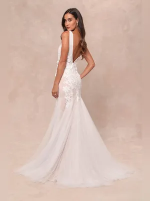 LULU’S Exceptional Vow White Tulle Lace Applique Mermaid Maxi Dress thumbnail 4