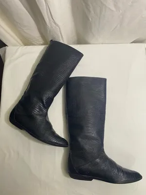 Vintage Impo Black Embossed Mid Calf Boots Women’s 6.5M Textured Reptile Look thumbnail 3
