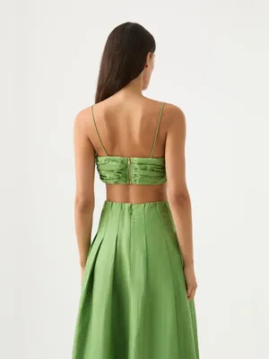 Aje Thea Draped Twist Fern Green Crop Top| Size 4 thumbnail 3
