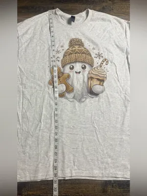 Gildan Ash Gray Graphic Tee with Winter Ghost thumbnail 6