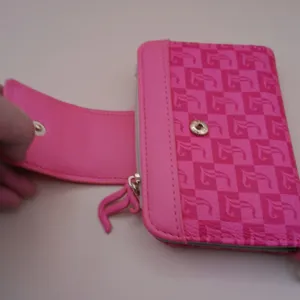 Juicy Couture Pink Lemonade Monogram Tab‎ Card Wallet Y2K Heart Clip Keyring NEW thumbnail 5