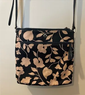 Kate Spade Jae Garden Vine‎ Nylon Crossbody Purse Bag Navy Floral T thumbnail 1