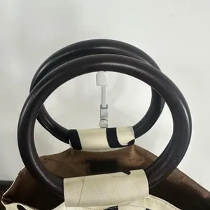 Bvlgari Canvas Top Handle Bag Medium Cream Abstract Ring Leather Handles Italy thumbnail 7