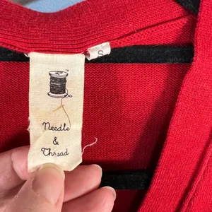 Needle & Thread Red V-Neck Button Front Cardigan Sweater Small cottagecore‎ cozy thumbnail 4