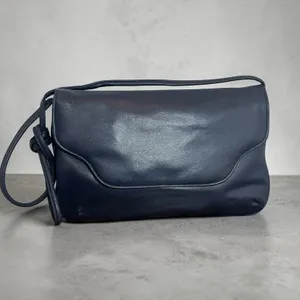 Vintage Navy Blue Shoulder Bag Clutch Purse Korea Snap Closure Retro Handbag Mod thumbnail 2