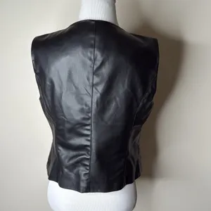 Zara Black Faux Leather Button Up Vest thumbnail 7