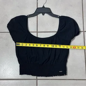 Hollister‎ Women Black Off Shoulder Cropped Top Size M. thumbnail 8