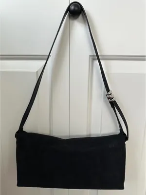 Madewell The Date Night Shoulder Bag in Suede NWOT Juniper Berry Blue thumbnail 5