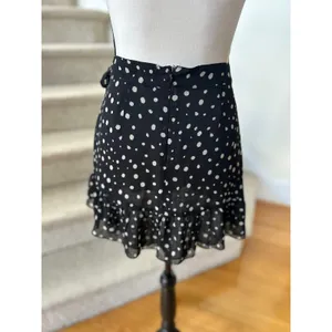Urban Outfitters Black White Polka Dot Ruffle Hem Mini Skirt Whimsygoth Fairy thumbnail 5