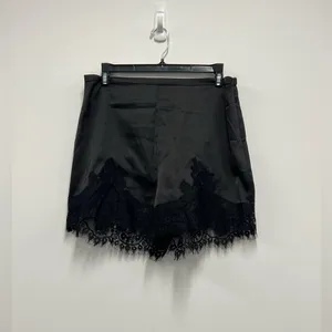 Amazon Black Satin Shorts with Lace Trim with Elastic Waistband - Size: Medium thumbnail 4