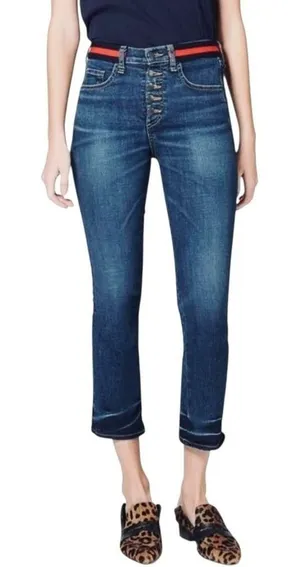 Veronica Beard Caroline 10" Cropped Baby‎ Boot High Rise Blue Tidal Wash Size 28 thumbnail 1