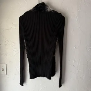 Baldin Cardigan Y2k Sm Black Faux‎ Fur Collar Ribbed Knit Sweater Jacket Grunge thumbnail 10