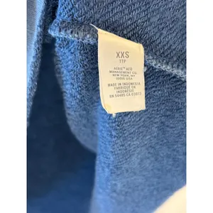 Aerie Lace Up V-Neck Sweatshirt Blue Raw Hem XXS Y2K thumbnail 8