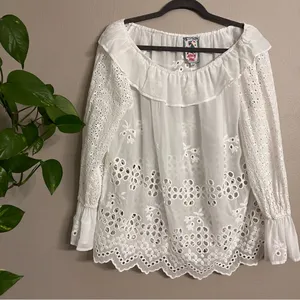 JOHNNY WAS Lilith Off Shoulder Eyelet‎ Blouse thumbnail 2