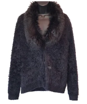 Black Rivet Black‎ Fuzzy Jacket Faux Fur Collar Cozy Winter Layer Small thumbnail 1