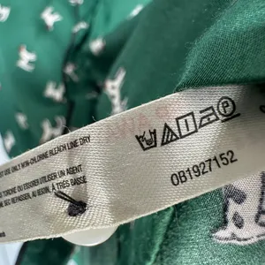 Anthropologie Blouse Womens Small Green Dog Print Short Sleeve Top Pajamas Silky thumbnail 3