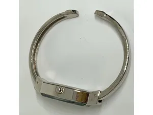 Silver tone quartz analog women cuff bracelet watch 20mm bracelet 7” running thumbnail 7