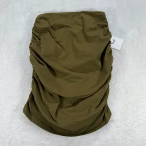 Aritzia Tna Ruched Mini Skirt Olive Green‎ Bodycon Stretch Fitted Casual 2XS thumbnail 6