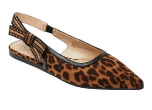 NWT A New Day Slingback Bow Flats Pointed Toe 94303553 Cheetah Brown Multi 6M thumbnail 1