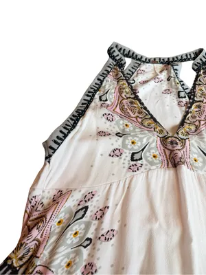Free People Pink Black Boho Paisley Halter Mini Dress Sleeveless Small Women's thumbnail 4