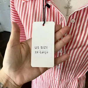 Source Unknown NWT Casual Red White Striped Midi Maxi Blouse Button Up Dress 3XL thumbnail 3