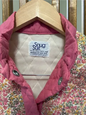 Vintage Snug Suit Floral Quilted Jacket Heritage Pink Calico Coat M thumbnail 2
