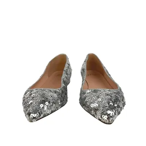 J.Crew Womens Silver Sequin Pointed Toe Slip On Flats Shoes Size 9 thumbnail 3
