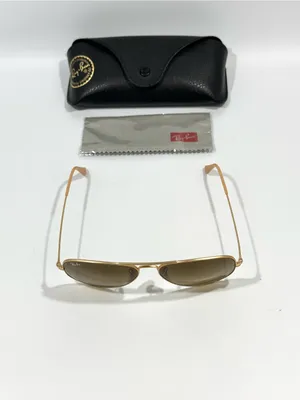 Ray-Ban RB3025 Aviator Large Metal Unisex Matte Gold Sunglasses Brown Gradient thumbnail 5