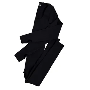 SHEIN One Piece Sculpt Black Ribbed Long Sleeve Layering Unitard Bodysuit XS thumbnail 2
