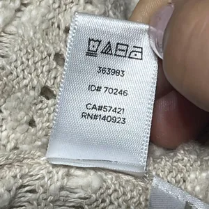 Loft Women’s Cotton Linen Beige Open Front Pointelle‎ Cardigan Sweater Medium thumbnail 6