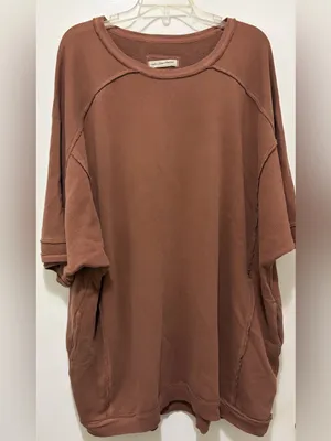 Free People We The People Mari Muscle Pullover Brown Large thumbnail 4