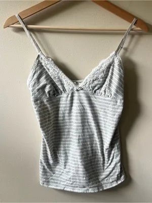 Gilly Hicks White and Grey Striped Cami Tank Top thumbnail 2