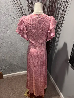 🌸New Kate Spade Pink Poppy Field Ruffle Sleeve Maxi Dress🌸 thumbnail 5