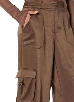 The Drop Satin Cargo Pants Brown Size L thumbnail 4