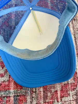 circle author birthday trucker hat Blue thumbnail 5