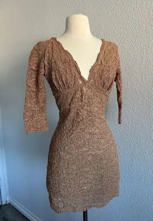 Lace Nude Dress Tan Size M thumbnail 1