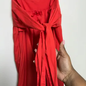 Entro Women Cotton Cottage Midi Dress Large Red‎ Tiered Square Neck Party Event thumbnail 8