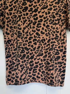 AERIE Oversized Leopard Print Short Sleeve Tee Tan Black XXS thumbnail 3
