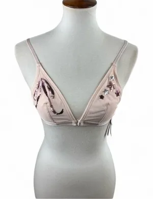 Victoria's Secret Pink Sequin Star Mesh Triangle Bralette Size S thumbnail 1